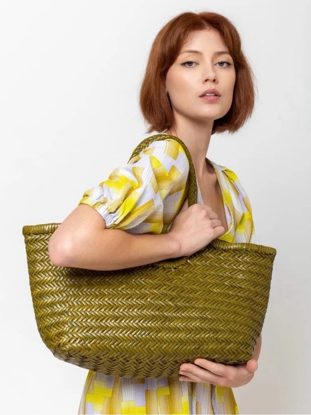Dragon Diffusion - Nantucket Woven Tote in Bamboo Green